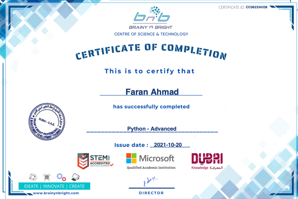 Brainy n Bright Certificate