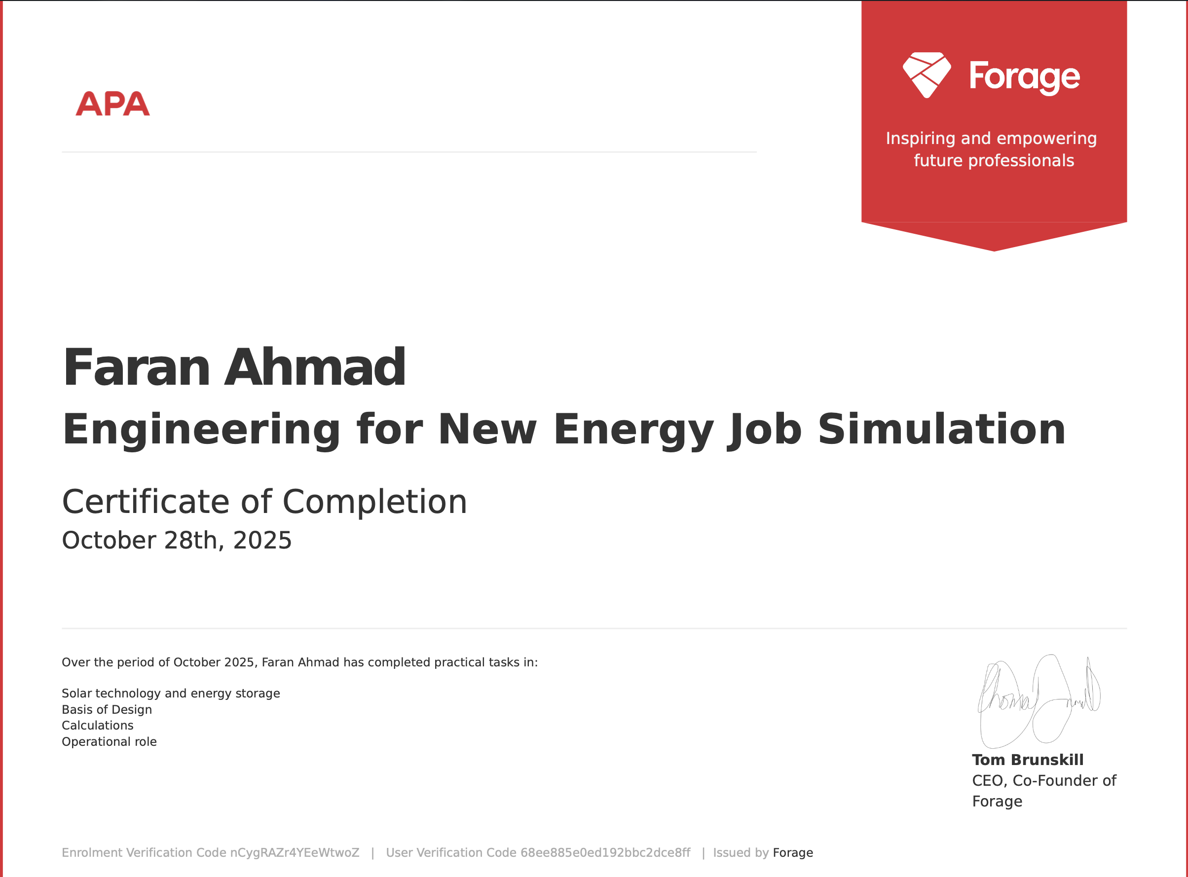 APA Group Certificate